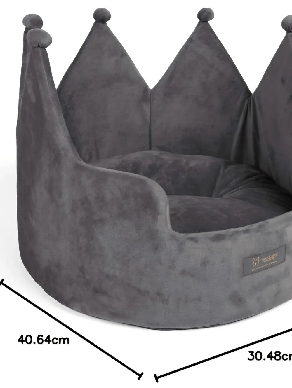 NANDOG Crown Bed Micro-Plush Bling Collection Dog & Cat Bed Dark Gray Cloud 16